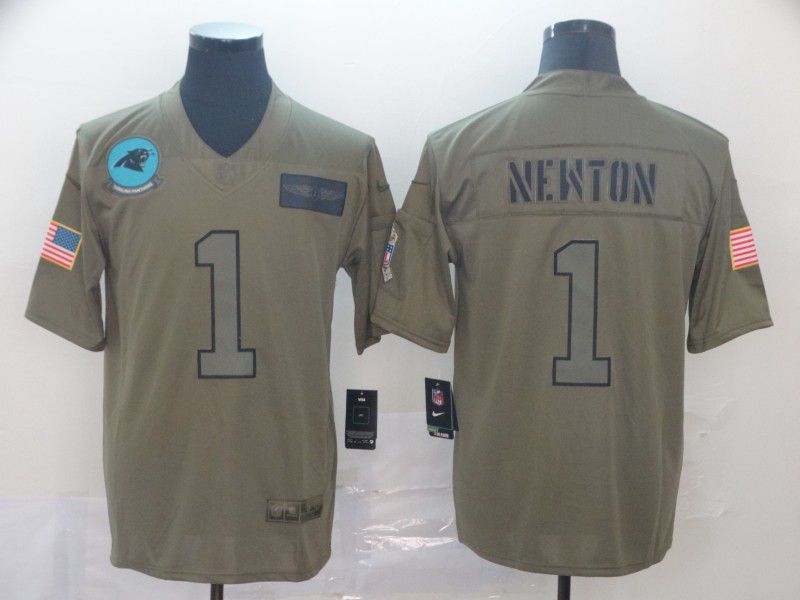 Men Carolina Panthers #1 Newton Nike 2019 Olive Camo Salute to Service Limited NFL Jerseys->oakland raiders->NFL Jersey